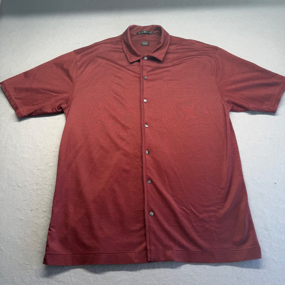 Nike Golf Shirt Mens XL Red Tiger Woods Collection Short Sleeve Button Down